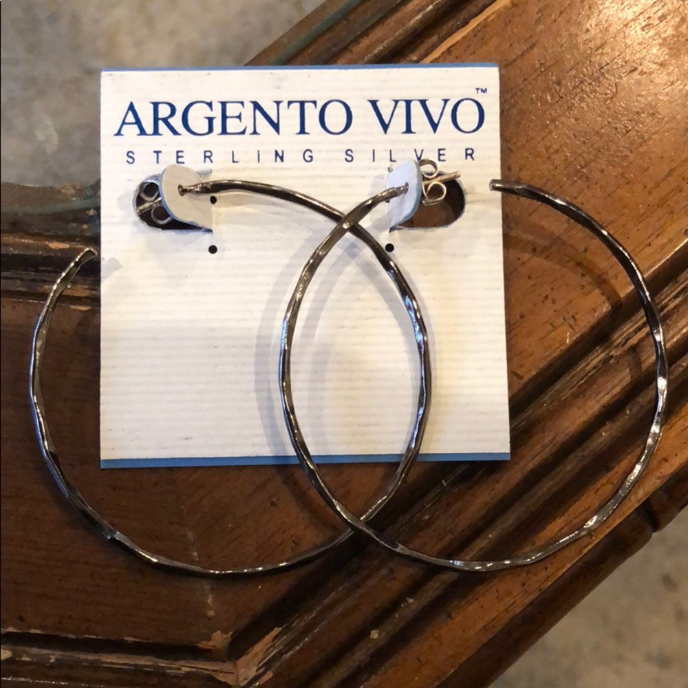 Argento Vivo Hammered Hoop Earrings
